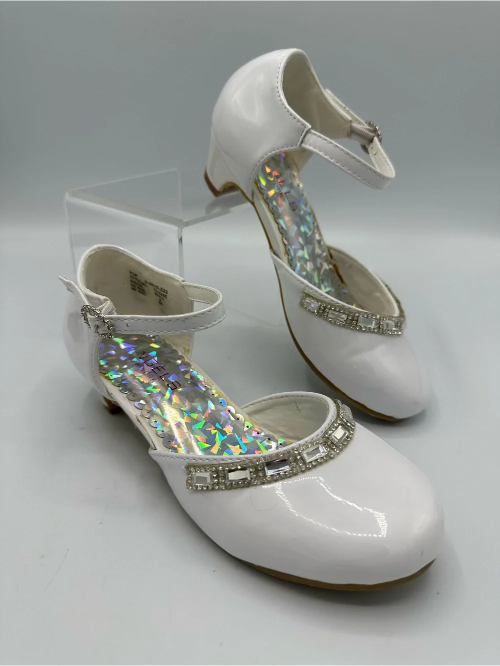 Angels New York Girls White First Communion, Flower Girl, Pageant Shoe Size 2